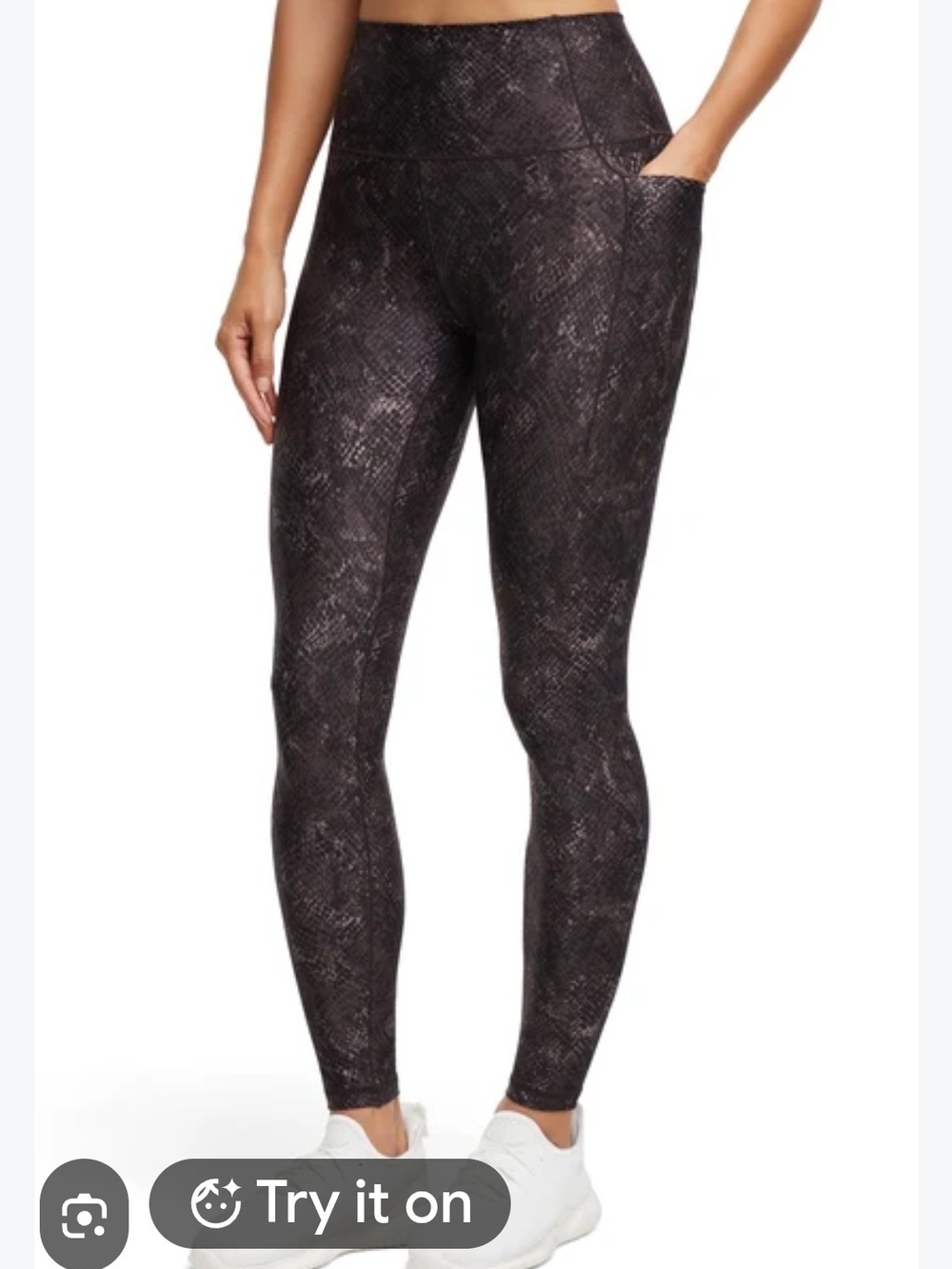 Danskin Women’s Size S High Waist Snake Print Leggings Black Gray